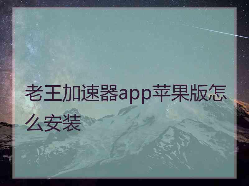 老王加速器app苹果版怎么安装