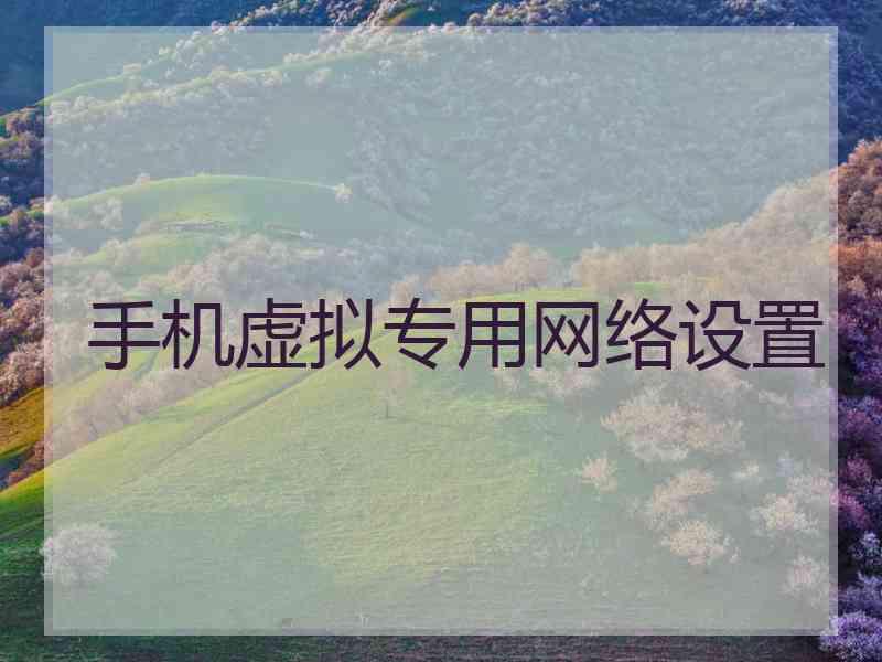 手机虚拟专用网络设置