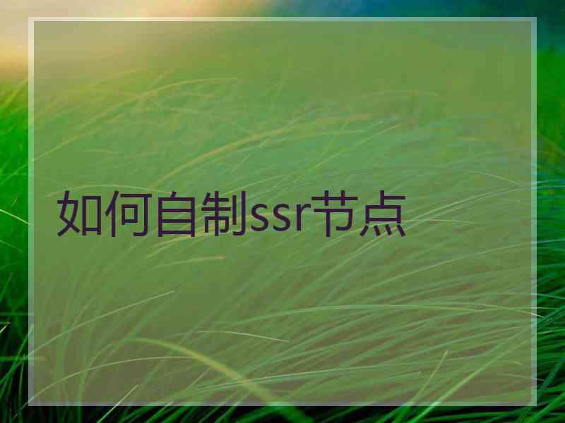 如何自制ssr节点