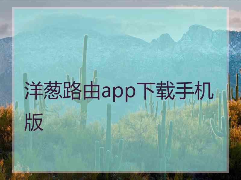 洋葱路由app下载手机版