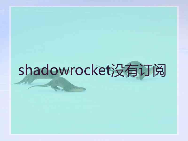 shadowrocket没有订阅