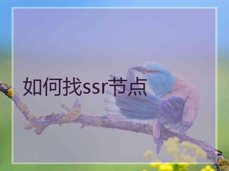 如何找ssr节点