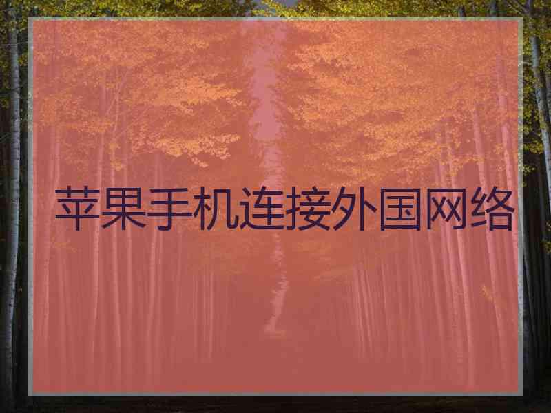苹果手机连接外国网络