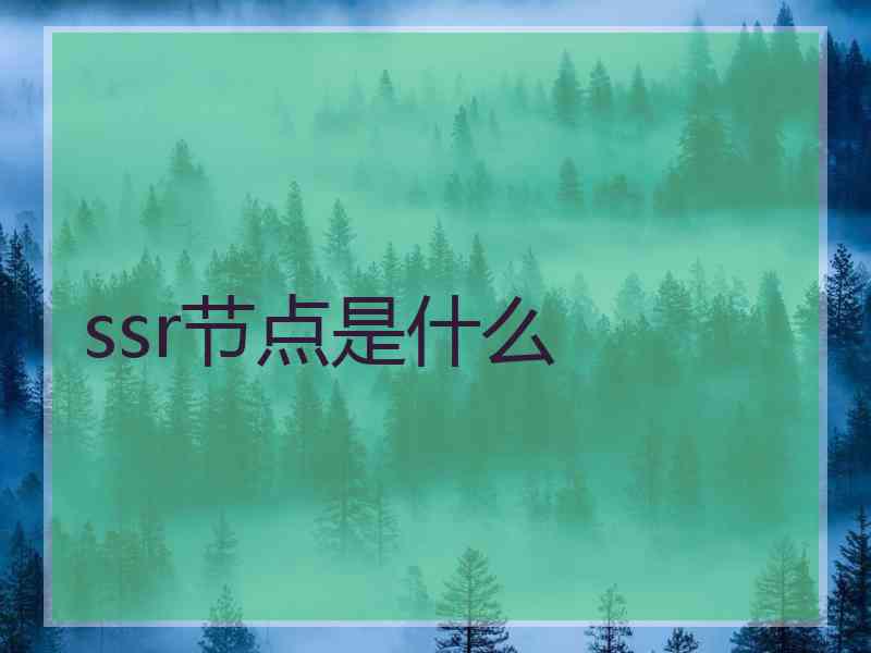 ssr节点是什么