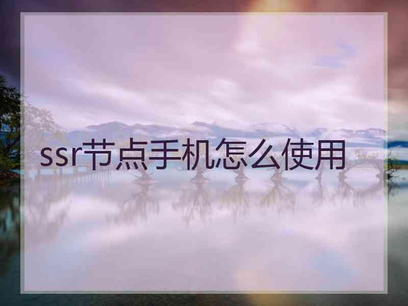 ssr节点手机怎么使用