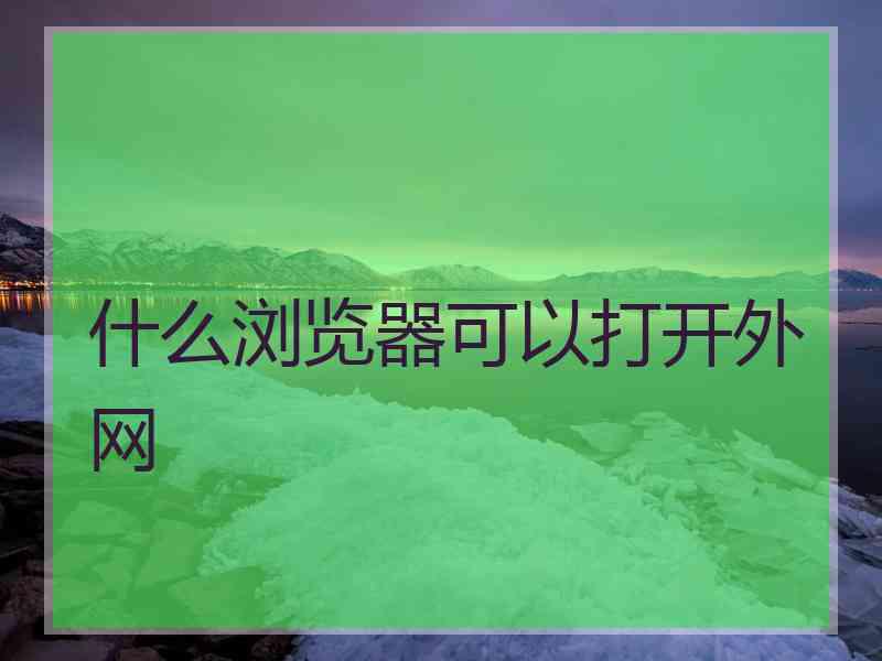 什么浏览器可以打开外网