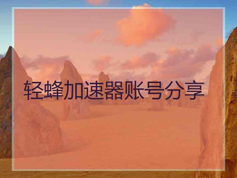 轻蜂加速器账号分享