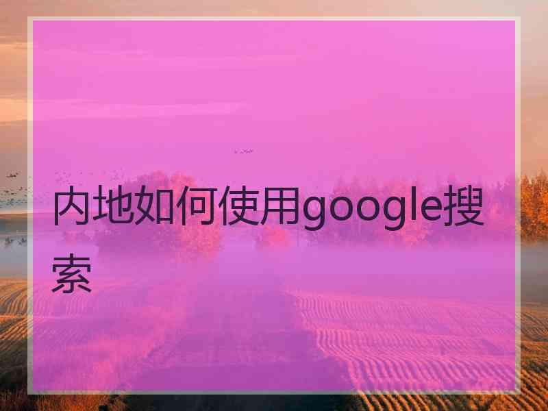 内地如何使用google搜索