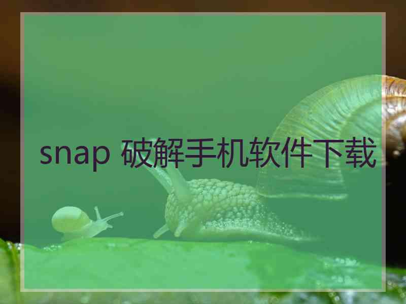 snap 破解手机软件下载
