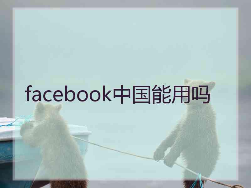 facebook中国能用吗