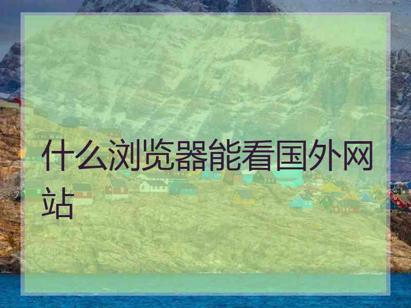 什么浏览器能看国外网站
