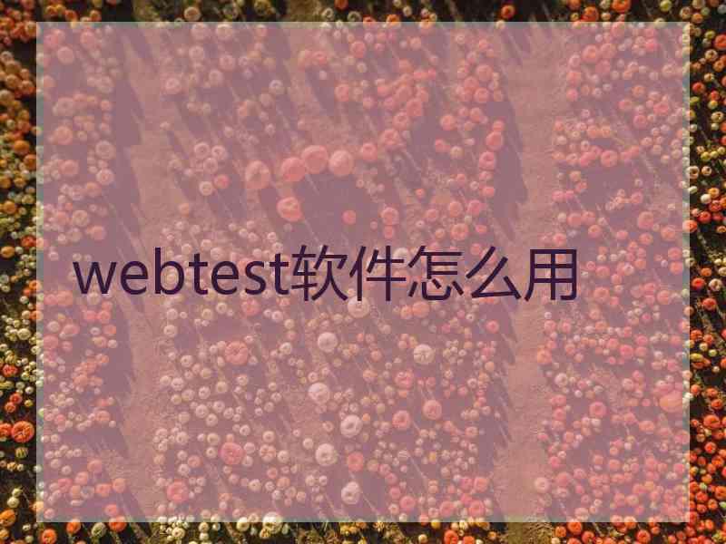 webtest软件怎么用