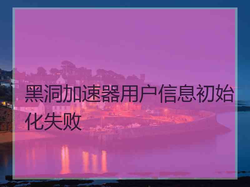 黑洞加速器用户信息初始化失败