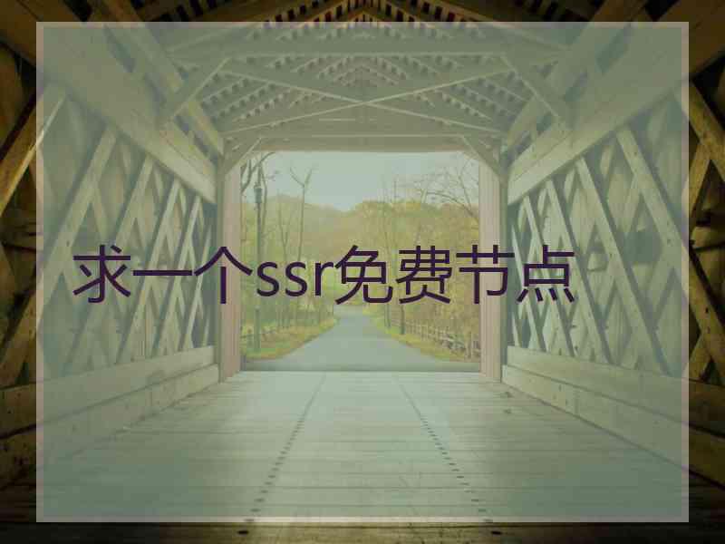 求一个ssr免费节点