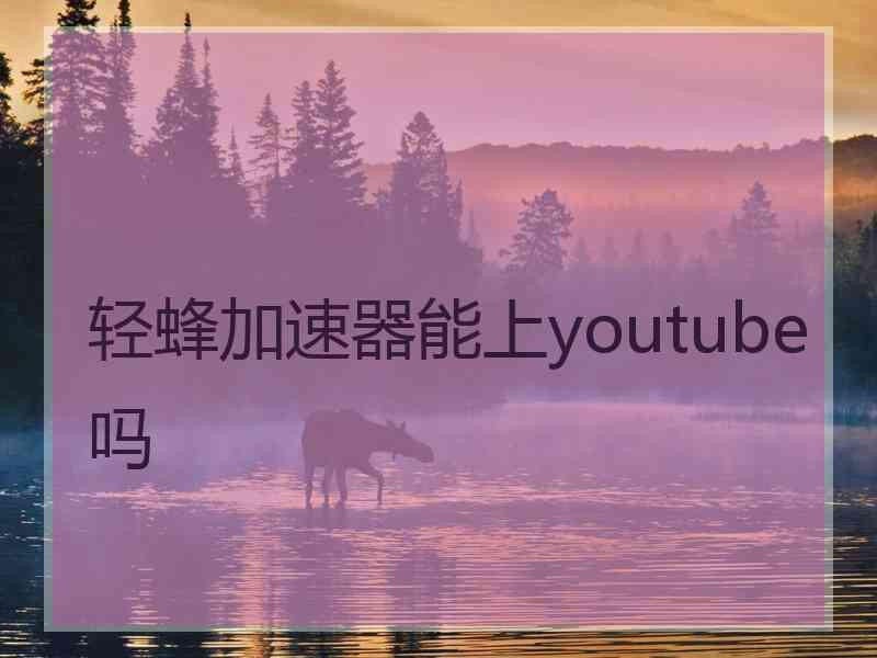 轻蜂加速器能上youtube吗