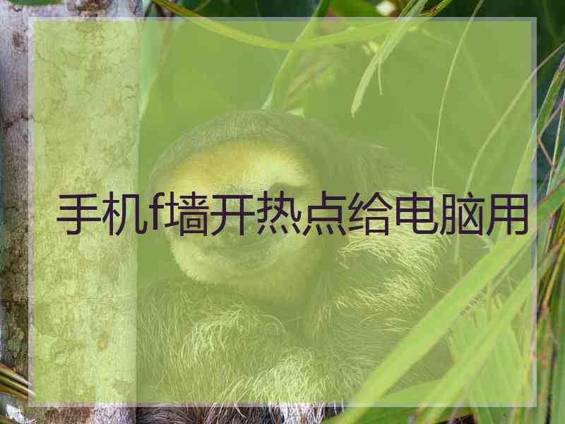 手机f墙开热点给电脑用