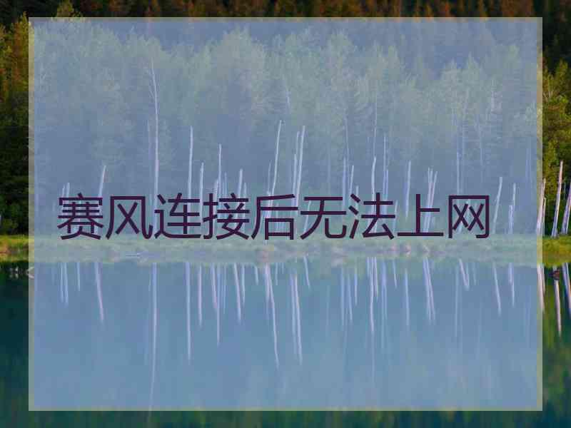 赛风连接后无法上网
